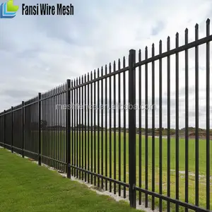 Ornamental Wrought Iron Fence/ prefab iron fence with solar light