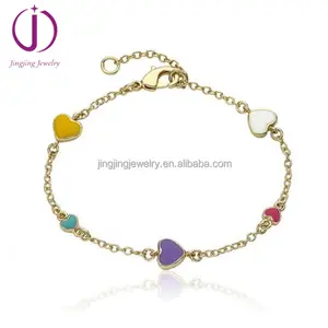 Wholesale mixed color Enamel kids Heart charms jewelry bracelet 925 sterling silver