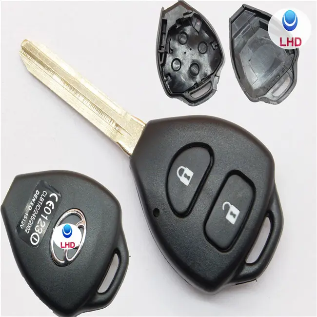 2 botões de substituição remotos, controle remoto de plástico, estojo de chave do carro, chave em branco para o brinquedo corolla rav4 toy43, lâmina