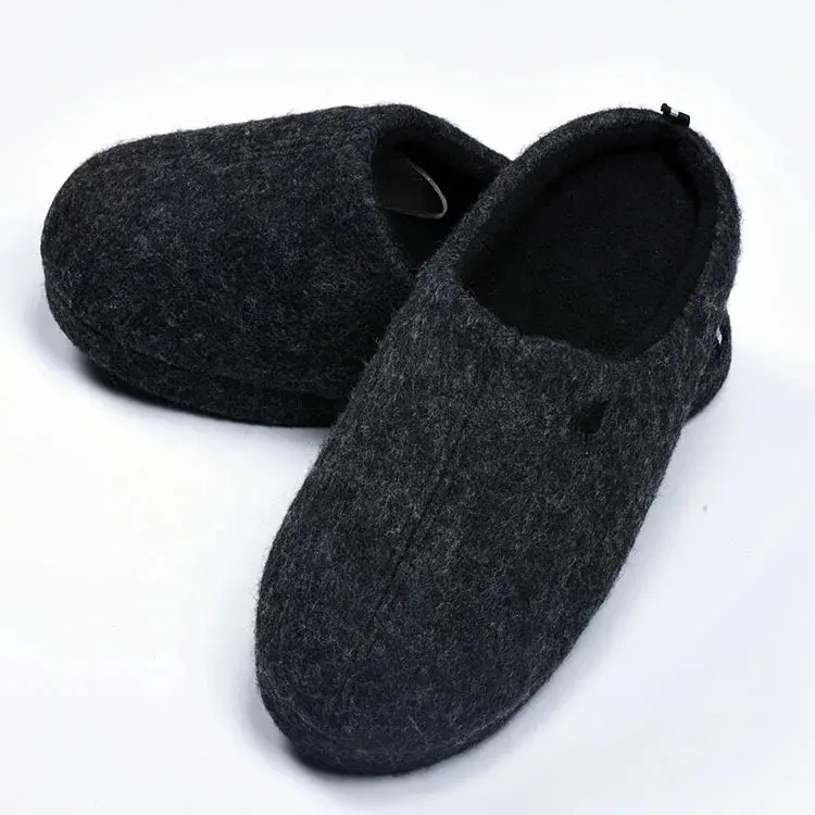 Pantoufles d'hiver en feutre pour homme, chaussures chaudes et douces, pour l'intérieur, hiver