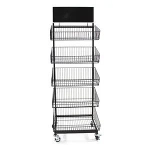 5 cesta piso estante <span class=keywords><strong>de</strong></span> supermercado <span class=keywords><strong>de</strong></span> frutas y verduras soporte <span class=keywords><strong>de</strong></span> exhibición - Product Image 1