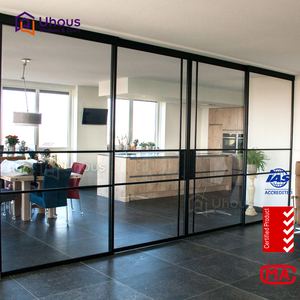 Portes en verre sans cadre en aluminium personnalisées pour l'intérieur, portes de salon en verre - Product Image 3