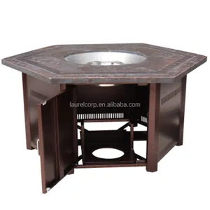 Dual Table Gas Fire Pit with Radiant Heater for foot warming