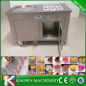 Meilleur vendeur 1 + 6 moule froid glace poêle à frire frit glace crème machine/unique pan frit glace crème rouleau machine - Product Image 3