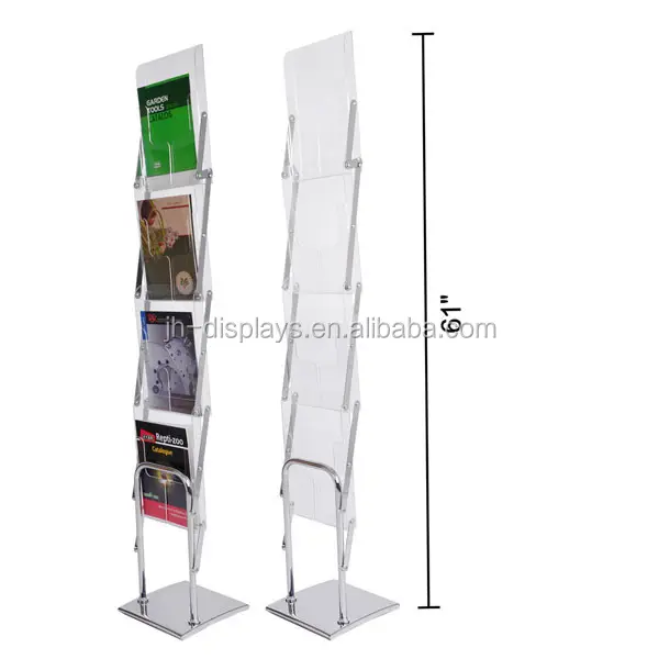 Trade Show Display Acrylic Brochure Holder Foldable A4 Literature stand