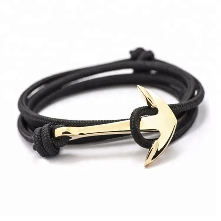 Pulsera de ancla de gancho hecha a mano cuerda náutica para hombre de diseño Simple