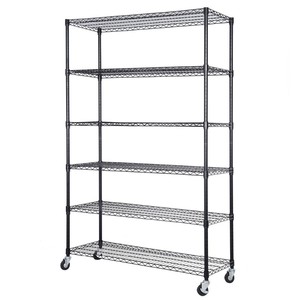 48 x 24 x 72 Inch 6 Tiers Carbon Steel Heavy Duty Wire Shelving with Wheels Epoxy Coated Wire Storage Shelf Rack