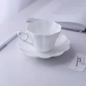 白色透明骨瓷咖啡杯茶托陶器