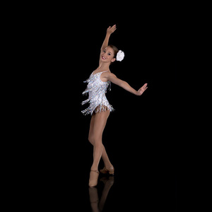 Robe de danse latine moderne pour filles jupe de tango pour filles robe de danse de salon à franges vêtements de danse de performance - Product Image 2