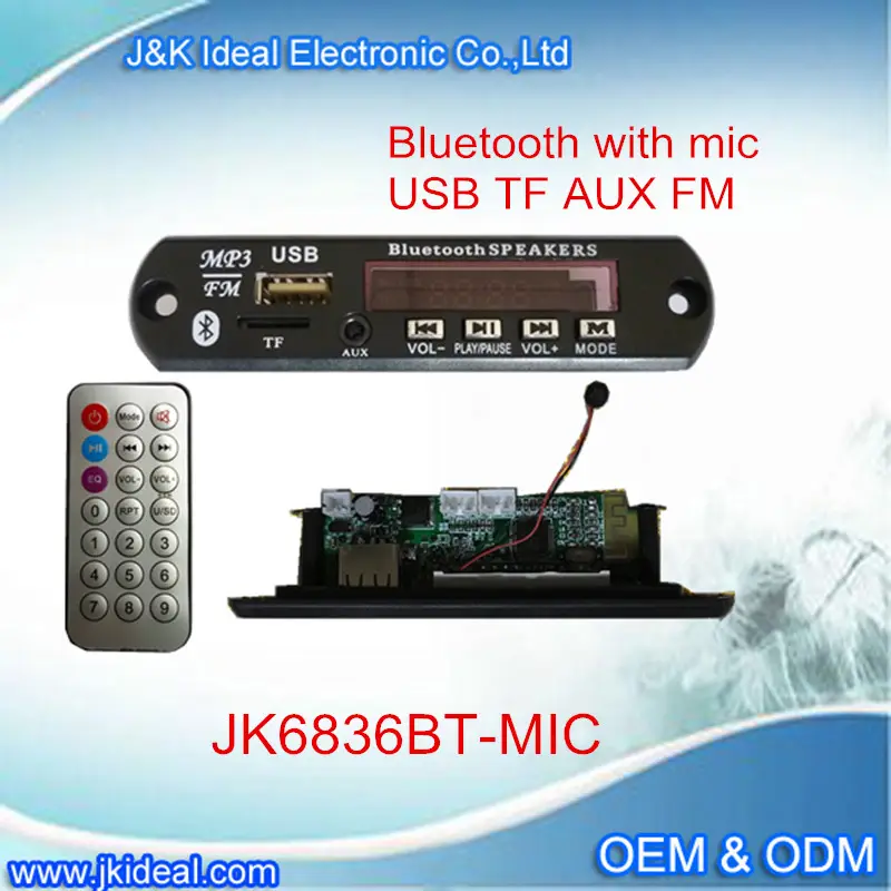 JK6836BT-MIC auto audio fm tuner modul mp3 player digital verstärker bord