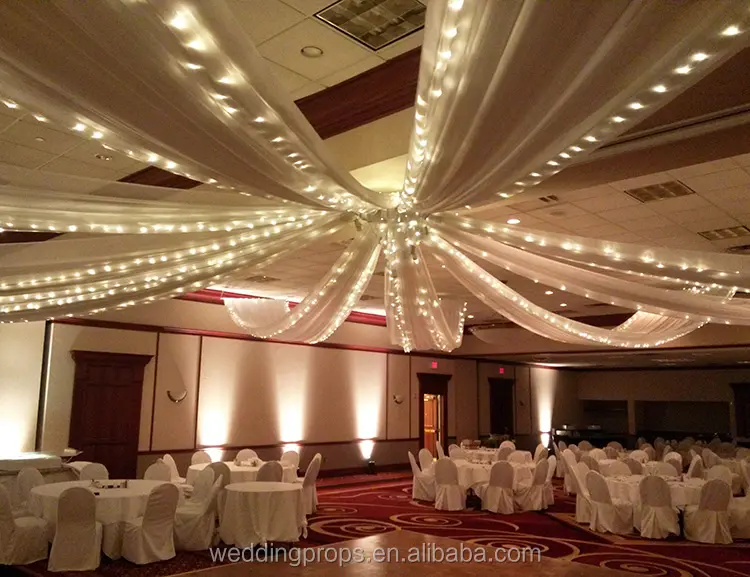 結婚式のためのカスタムカーテンと薄手のドレープ白い天井のドレープ