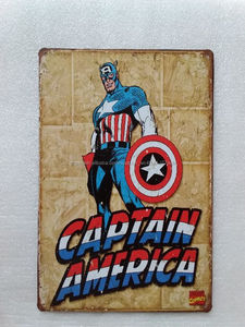 <span class=keywords><strong>Capitán</strong></span> América Retro Cartel de chapa Vintage Decorativo Placa de Metal Pub <span class=keywords><strong>Bar</strong></span> Restaurante Casa Tienda de Decoración - Product Image 1