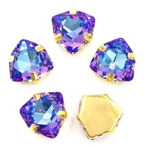 Strass en cristal à coudre avec griffe en or, <span class=keywords><strong>Triangle</strong></span>, grosse pierre naturelle K9 - Product Image 5