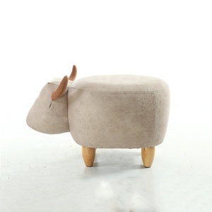 New Design Modern Bull <strong>Animal</strong> <strong>Footstool</strong> Children's Furniture with Storage Ottoman Stool Shoes Changing Wood Legs Cute for Kids - Product Image 2