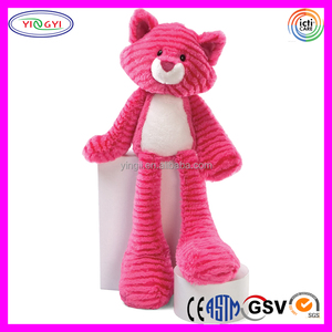 D745 Pink Coral Fleece 16 "Cat Venta al por mayor ODM OEM Animal Relleno Fábrica Directamente <span class=keywords><strong>Gato</strong></span> de pierna larga de juguete de peluche - Product Image 2