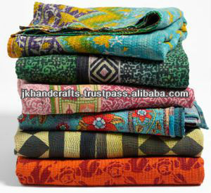 Lot de courtepointes sari kantha réversibles vintage indiennes en gros - Product Image 2