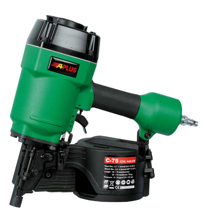 APLUS C 75PA 75mm AIR COIL NAIL GUN FOR PALLET SHANKS 2.3 TO 2.9mm