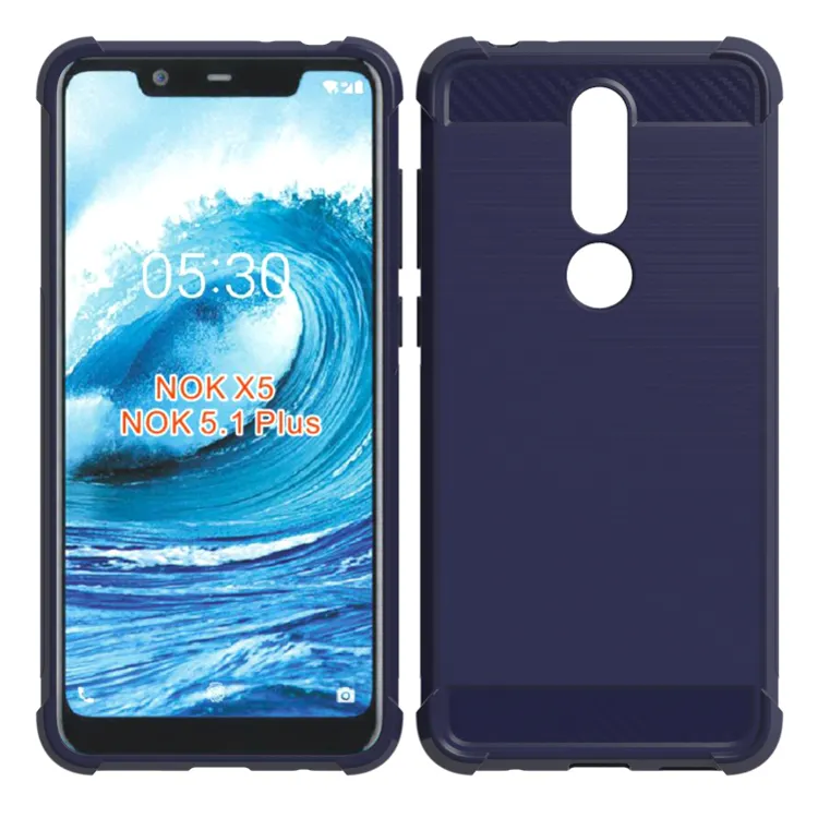 carbon fiber brushed shockproof tpu case for Nokia 5.1 Plus soft back cover for Nokia X5