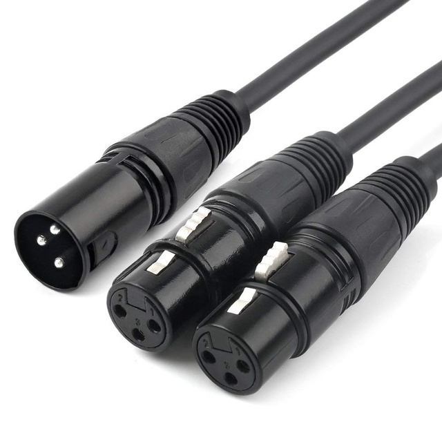 3Pin XLR 1 Male to 2 Female Audio Extension Cable Microphone Y Audio Splitter Cord Line for Mixer Recorder