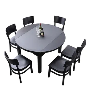 Tabela de jantar redonda de mármore, preço de fábrica, 4 cadeiras ou 6 cadeiras, design de quadro de madeira sólida