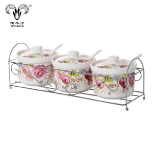 Tarros <span class=keywords><strong>de</strong></span> cerámica <span class=keywords><strong>de</strong></span> alta calidad para especias, tarros <span class=keywords><strong>de</strong></span> condimentos para el hogar, salsas, salsas, salero - Product Image 4
