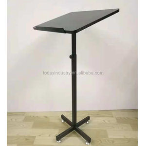 Atril Moderno de Acero Negro con Base Metálica Estable, <span class=keywords><strong>Podio</strong></span> Móvil para Escuela - Product Image 5