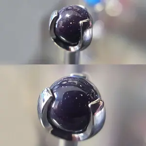ASTM F136 Titanium Prong Set Bule Goldstone Ball Top Dành Cho Trang Sức Cơ Thể Có Ren Bên Trong