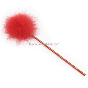 Высококачественный цветной пушистый помпон, наконечник пера с тисненой золотой ручкой, Анальный массажный тиклер, обучающий Урожай пыли - Product Image 5