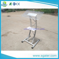 Atril con Superficie Acrílica en Forma de Arco, Podio de Aluminio con Estructura de 290*290 mm