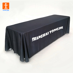TJ-<span class=keywords><strong>Mantel</strong></span> <span class=keywords><strong>Rectangular</strong></span> de poliéster, Color y logotipo, 90x132 pulgadas, negro, apto para cubierta de mesa de 6 pies - Product Image 2
