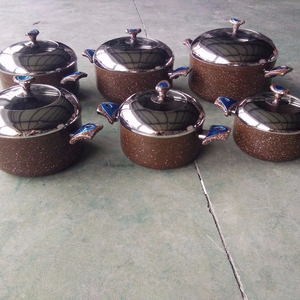 6PCS ALUMINUM MARBLE PAINTING NON STICK COOKWARE SET 20-30CM <strong>SAUCE</strong> <strong>POT</strong> - Product Image 1