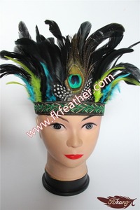 Material de Plumas indio Tocado de Plumas de Pavo <span class=keywords><strong>Real</strong></span> Y Plumas de Gallo Para Artículos De Halloween - Product Image 3