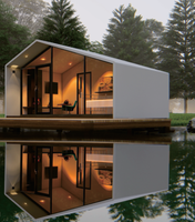 Hôtel de villégiature de luxe à toit incliné, cabine préfabriquée, bâtiment préfabriqué en acier industriel, abri, petite maison