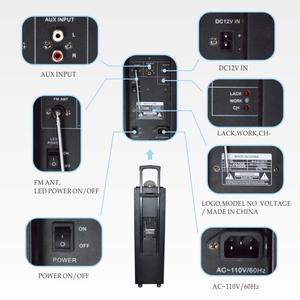 Hoxen professionla bluetooth sistema de altavoces con batería integrada y luz del partido de dj mostrar L-186 - Product Image 3
