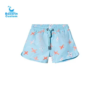 Custom Print Kordel zug Kinder Jungen Badehose mit Tasche, Private Label Board Shorts