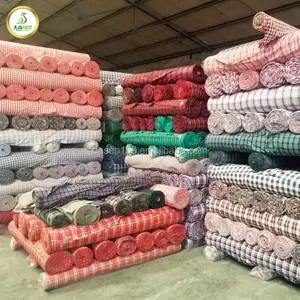 cheap sales promotion in-stock check design 100% cotton fabric for shirt and home textile