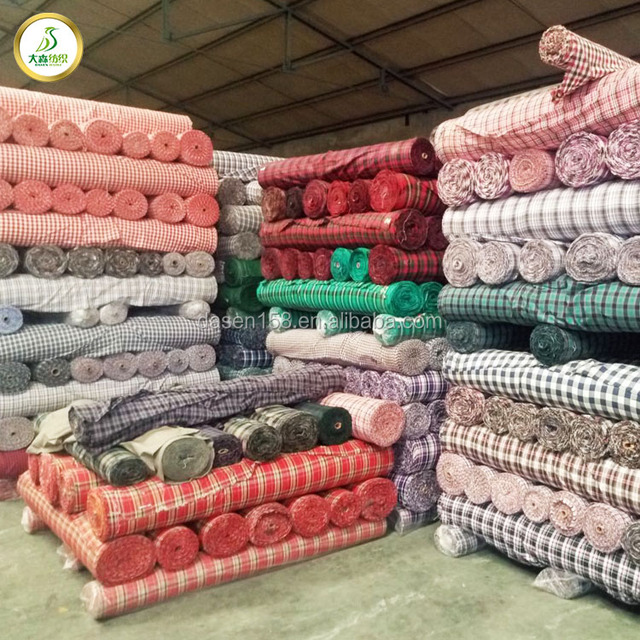 Cheap Sales Promotion In-stock Check Design 100% Cotton Fabric for Shirt and Home Textile