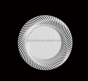 Assiette <span class=keywords><strong>jetable</strong></span> en plastique, <span class=keywords><strong>vaisselle</strong></span> <span class=keywords><strong>jetable</strong></span> de fête, assiette en plastique blanc et spirale argenté/<span class=keywords><strong>vaisselle</strong></span> de table 1 pièce - Product Image 1