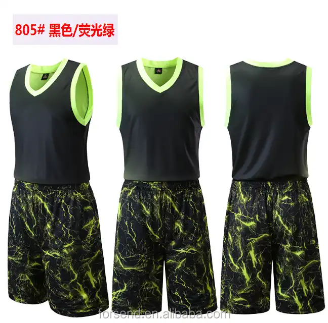 Wholesale Black and Neon Green Custom Cheap Reversible Sublimation Youth  Best Basketball Jersey Uniform Design From m.