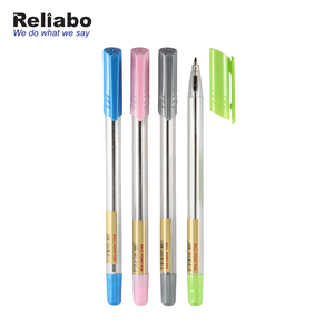 Caneta transparente de plástico com impressão personalizada, material de escritório da reliabo barato