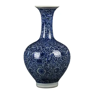 Vaso cerâmico de porcelana azul e branco antigo da cor chinesa vitrificado para decoração da casa e coleção