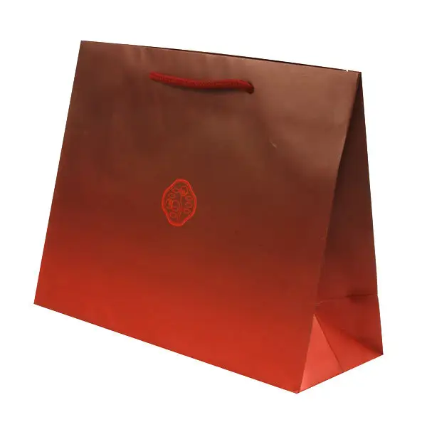 yamu kraft paper Gradient red shopping tote bag with custom logo