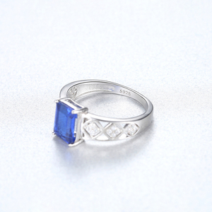 CZCITY Bạc 925 Knuckle Vuông S925 Sang Trọng Mát Sapphire Đá Quý Trang Sức Quyến Rũ Người Phụ Nữ Hình Học Nhẫn - Product Image 5