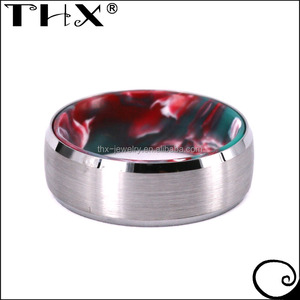 Anillo de resina de tungsteno y epoxi para aniversario, conjunto de resina azul y verde, anillo fino transparente, joyería de regalo - Product Image 4
