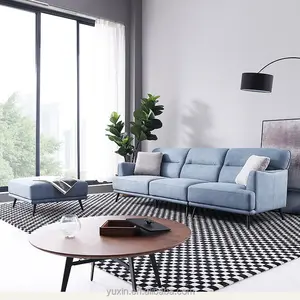 北欧风格复古三座复古蓝色巨大沙发室内休闲沙发面料
