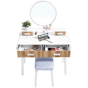 2019 Nouvelles Filles De Conception de meubles de <span class=keywords><strong>chambre</strong></span> à coucher <span class=keywords><strong>Dressing</strong></span> maquillage Table <span class=keywords><strong>Bureau</strong></span> avec Tabouret et Miroir - Product Image 1