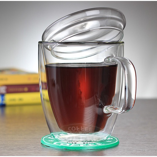 16oz double wall glass coffee mug