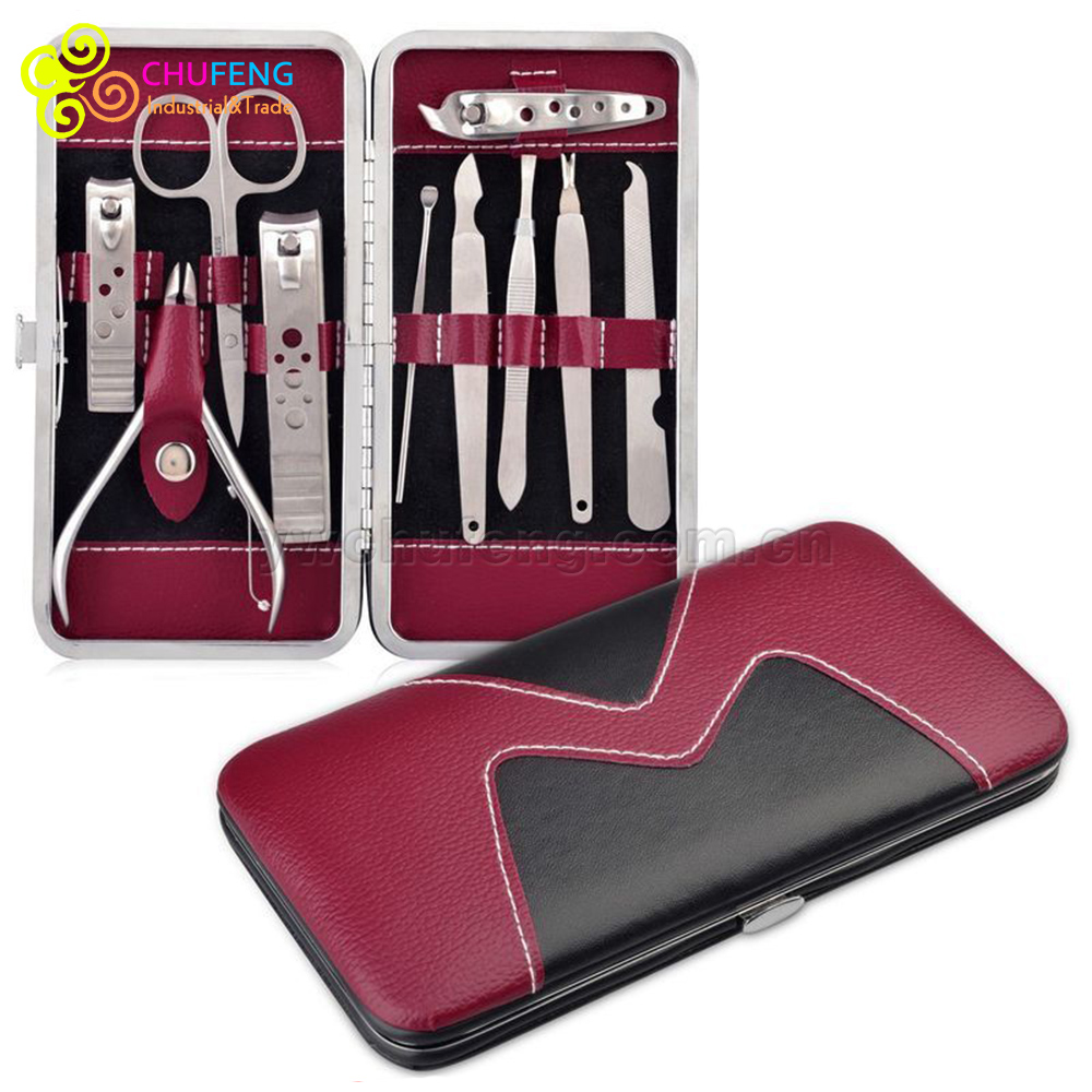 10 шт. педикюр/Маникюрный набор для ногтей кусачки для ногтей Очиститель кутикулы Уход за лошадьми комплект чехол