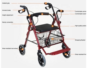 ארבעה גלגל אלומיניום Rollator ווקר עם לקפל נשלף בחזרה תמיכה - Product Image 5