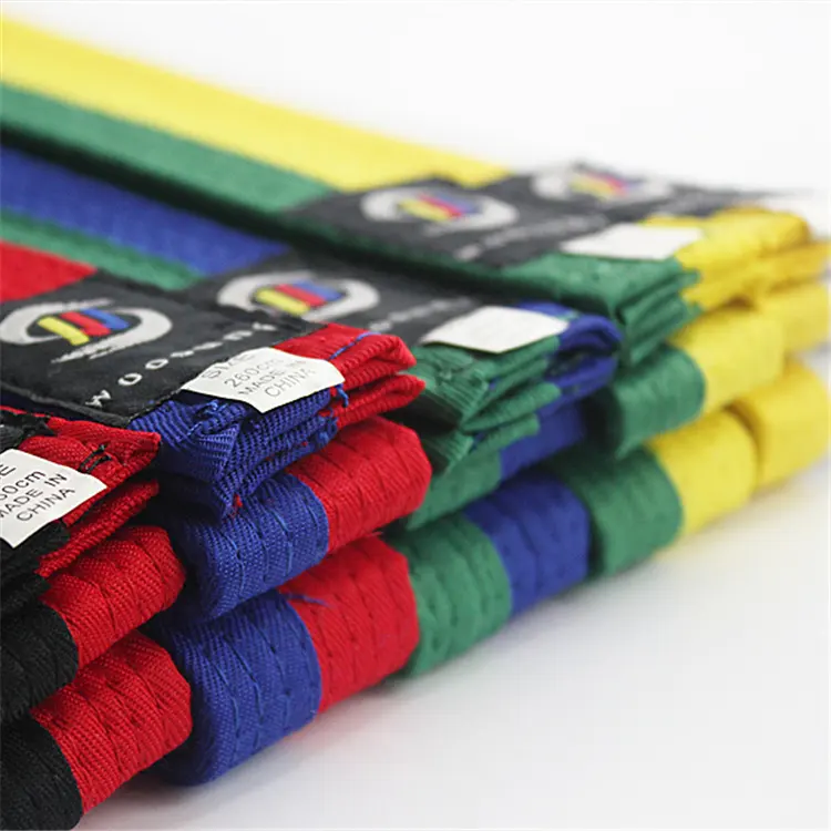 Woosung Sample free shipping Colorful durable martial arts equipment karate/bjj/taekwondo belt for wholesale